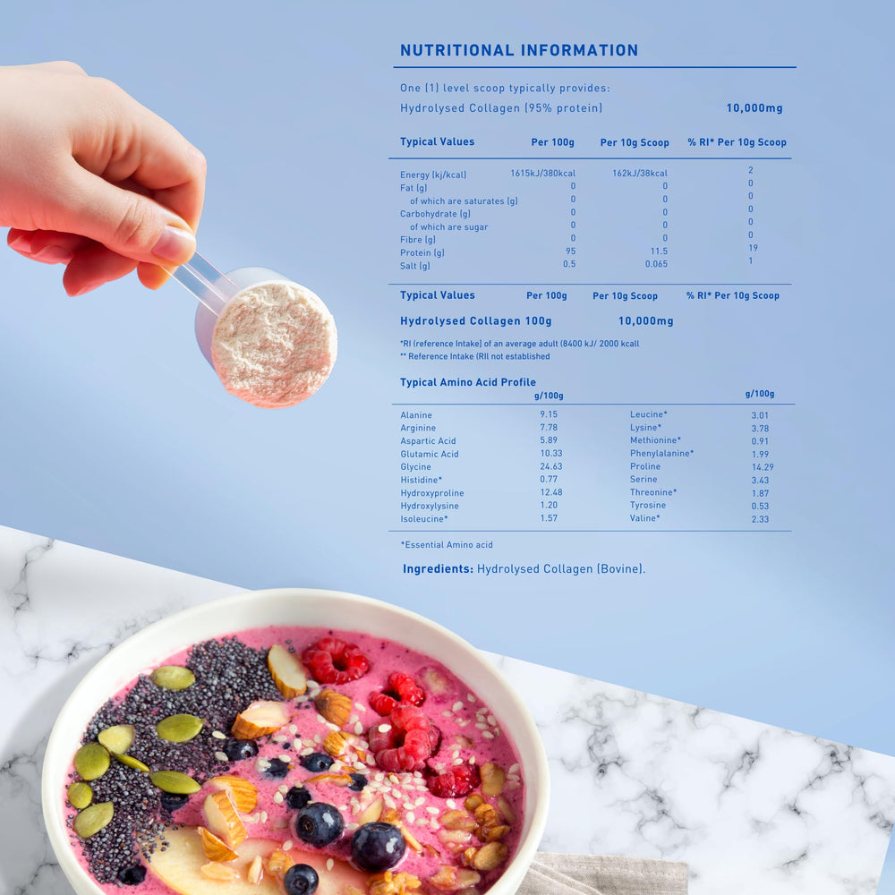 The Intelligent Health collagen powder gluten-free label indicating dietary compatibility