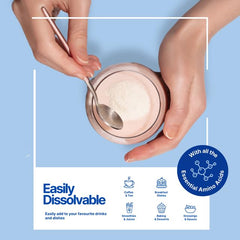 The Intelligent Health collagen powder scoop showing precise 10g portions