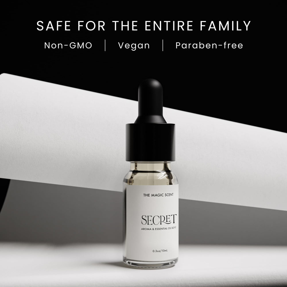 Secret Diffuser Oil packaging and bottle display