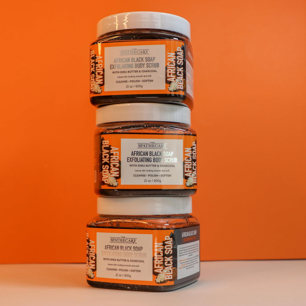 The Spathecary Grapefruit Orange Mimosa scrub enhancing a spa-like self-care routine.