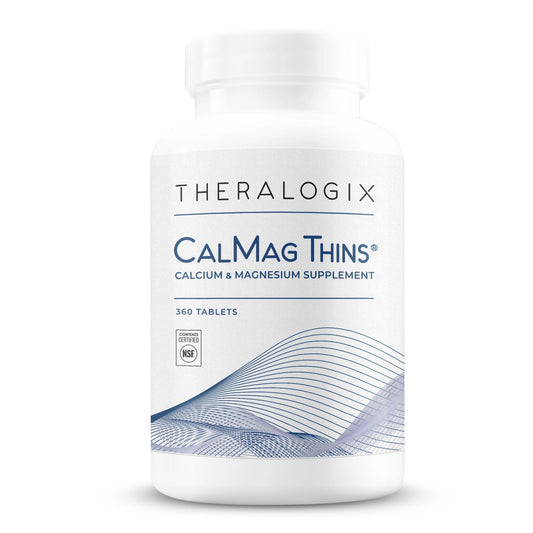 Theralogix CalMag Thins bottle label showing 360 tablets