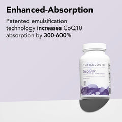 NeoQ10 softgels closeup emphasizing the softgel form for absorption