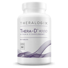 Front view of Thera-D 4000 Vitamin D3 bottle with 90 tablets