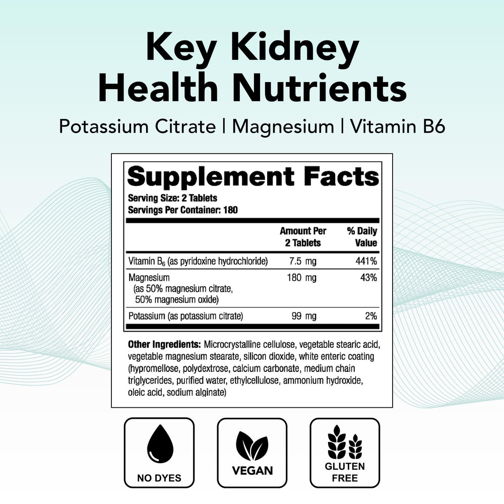 Key ingredients potassium magnesium vitamin B6 with citrate alkali