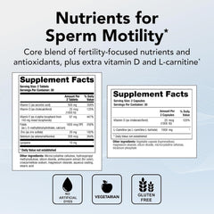Label highlights ingredients such as L-carnitine, vitamins C and E, zinc