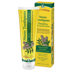 Front view of TheraNeem Neem Toothpaste in 4.23 oz pack