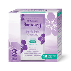 Theraworx Harmony fragrance-free wipes in packaging for convenient daily cleansing