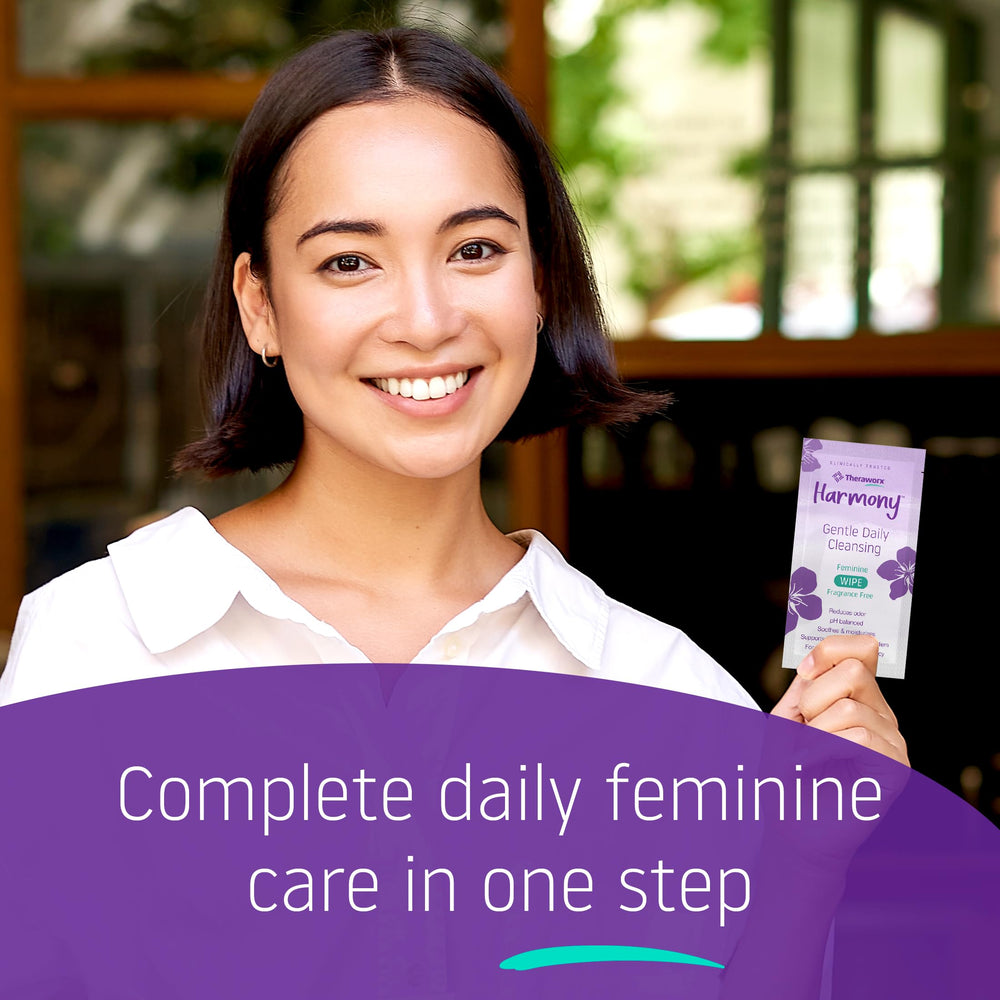 Theraworx Harmony soft-texture wipe for comfortable daily cleansing