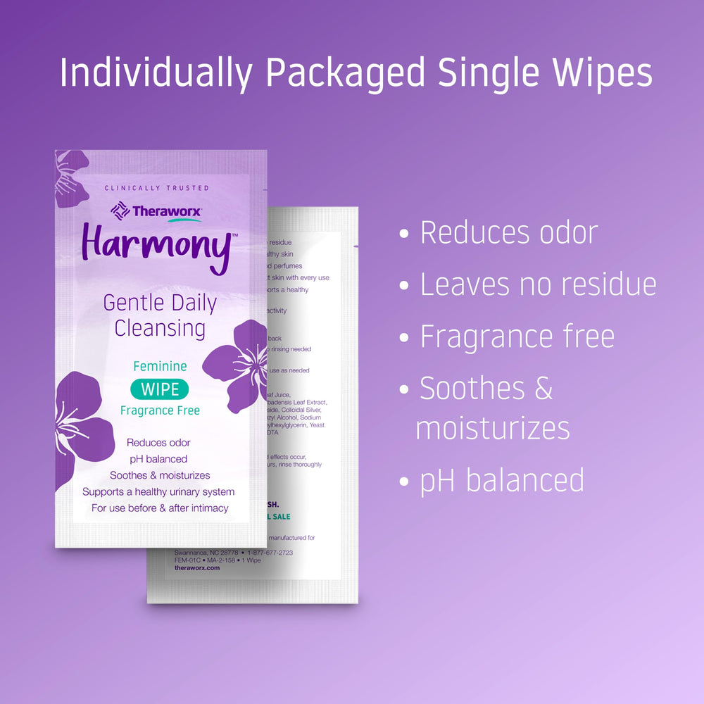Theraworx Harmony travel-size wipes case shown for on-the-go freshness
