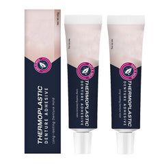 Two-pack thermoplastic denture adhesive tubes