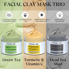 theskcare green tea clay mask purifies pores and refreshes the skin.