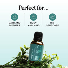 Close-up of Thieves Myth essential oil blend ingredients: clove, cinnamon, rosemary, lemon, eucalyptus