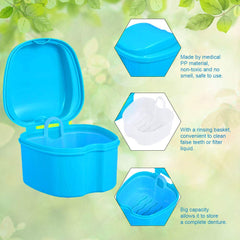 Two-pack denture bath cups made of PP material in navy blue