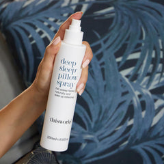 Usage image showing spray on bed linen before sleep