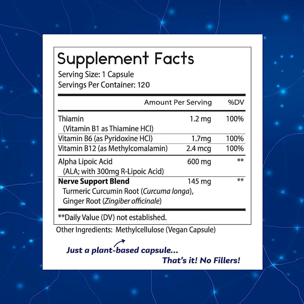 Ginger and turmeric herbal blend included with ALA 600mg