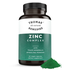 Bottle of Thomas All-Natural Remedies Zinc Complex with 60 vegan capsules