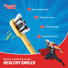Close-up of Marvel Thor design on children's toothbrush