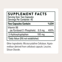 THORNE 5-HTP capsules pour illustrating easy daily use for stress management