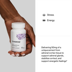 THORNE Adrenal Cortex product packaging and bottle on desk