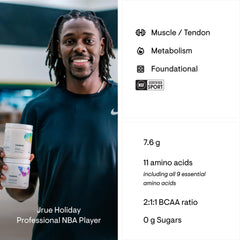 Scoop of THORNE Amino Complex Berry poured into a glass