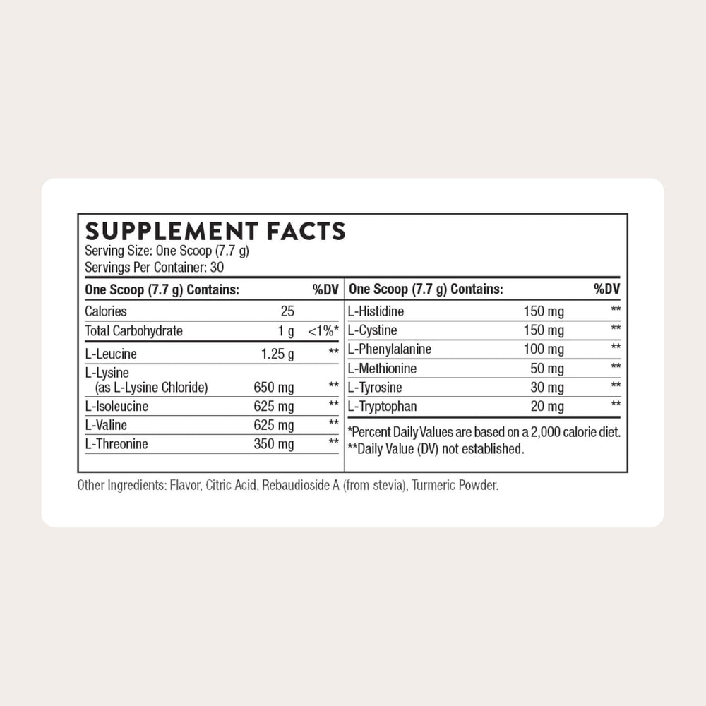 THORNE Amino Complex pour prepared for post-workout hydration and recovery.