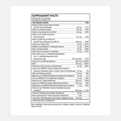 Label of THORNE Basic Nutrients 2/Day showing ingredients
