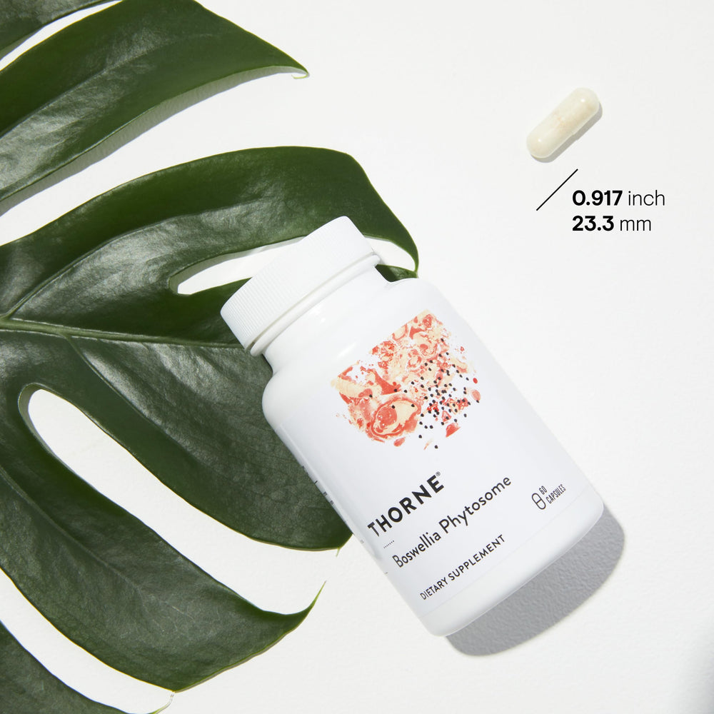 Full spectrum boswellic acids label on Thorne Boswellia Phytosome bottle
