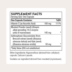 Thorne broccoli seed extract capsules closeup highlighting easy-to-swallow daily support.