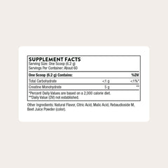 THORNE Creatine micronized powder strawberry scoop for easy daily serving.