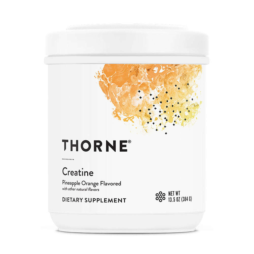 Thorne Creatine pineapple orange tub close-up for lean muscle support during workouts