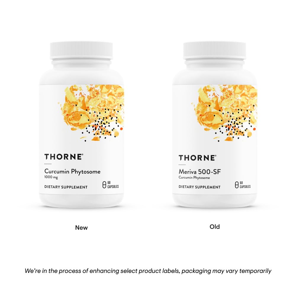 Close-up of Meriva label on Thorne Curcumin Phytosome bottle