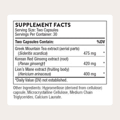 Close-up of THORNE Ginseng Plus label highlighting ingredients.