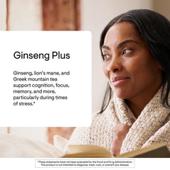 THORNE Ginseng Plus capsules with Korean red ginseng visuals for cognition.