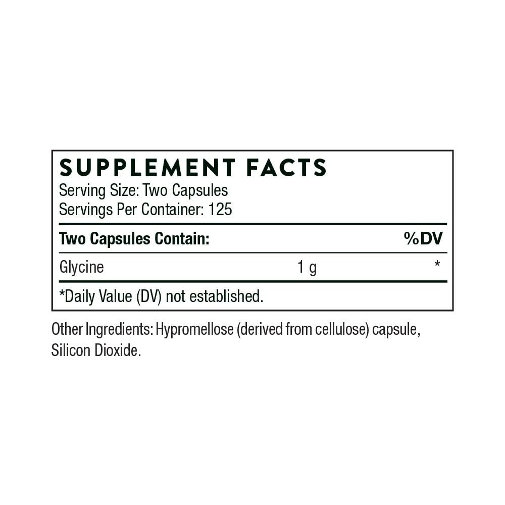 THORNE Glycine 250 Capsules bottle and label