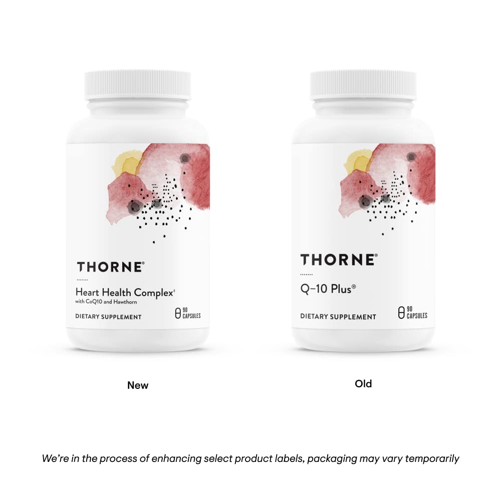 Nutrition facts and ingredients panel on Thorne Heart Health Complex bottle