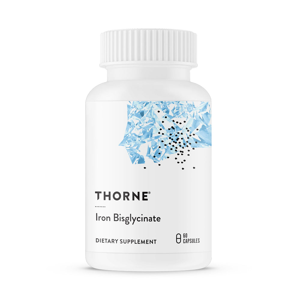 Thorne Iron Bisglycinate 25 mg bottle on white