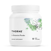 THORNE L-Glutamine Powder bottle with scoop on a white background
