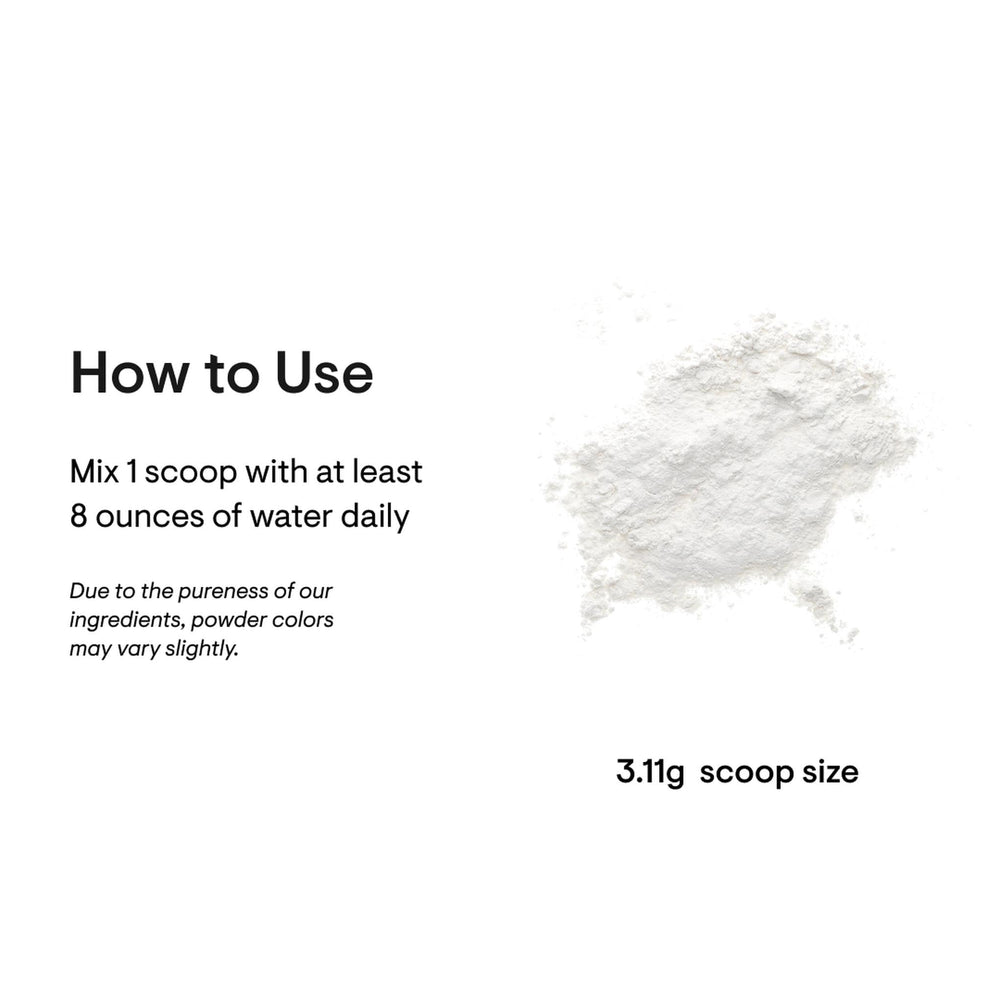 Magnesium Bisglycinate powder pouring from jar