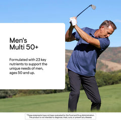 Thorne Men's Multi 50+ label highlighting key ingredients.