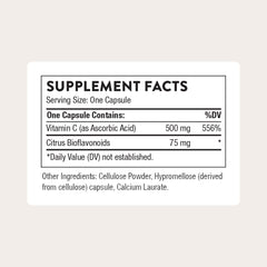 Close-up of Thorne Vitamin C bottle label