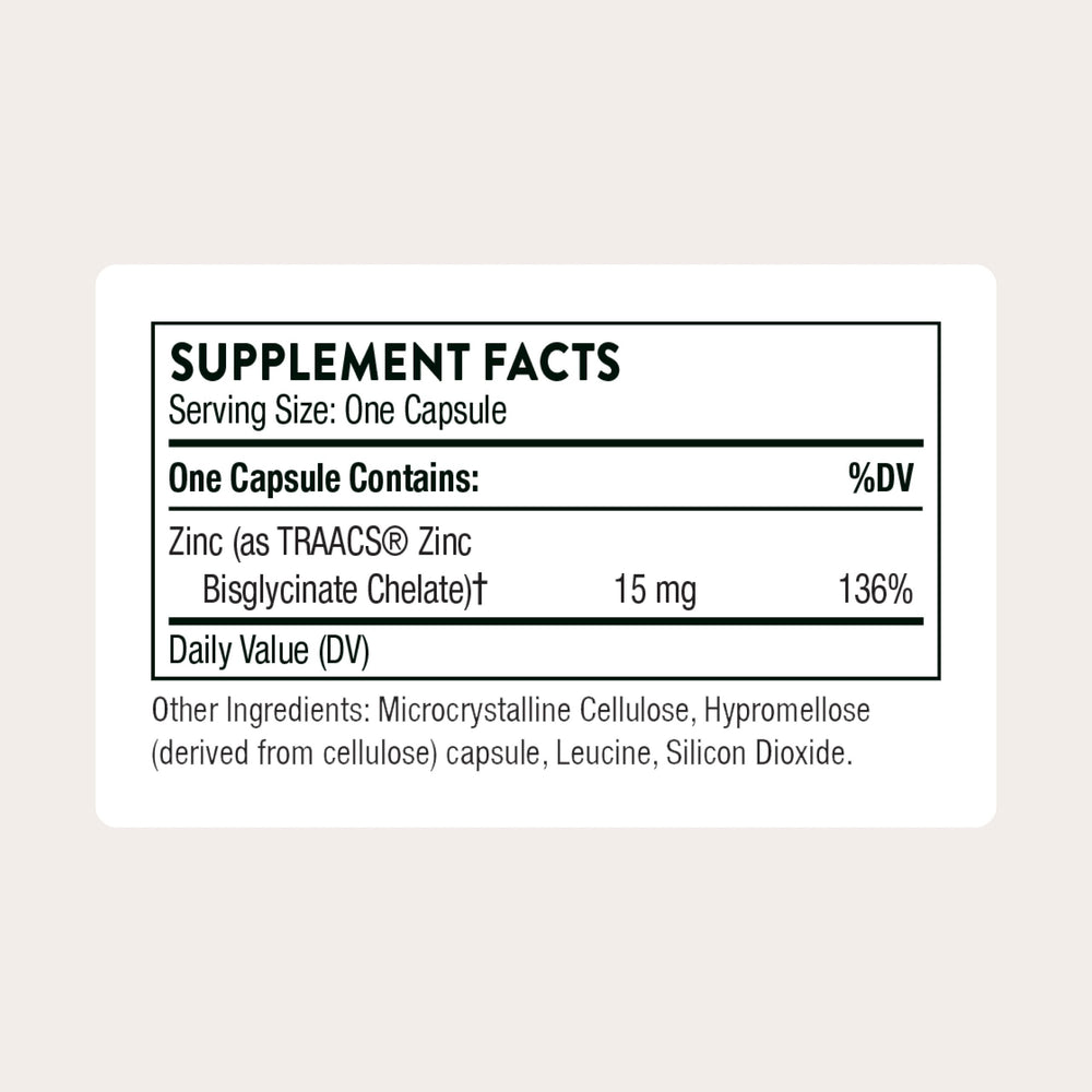 Zinc Bisglycinate 15mg capsules