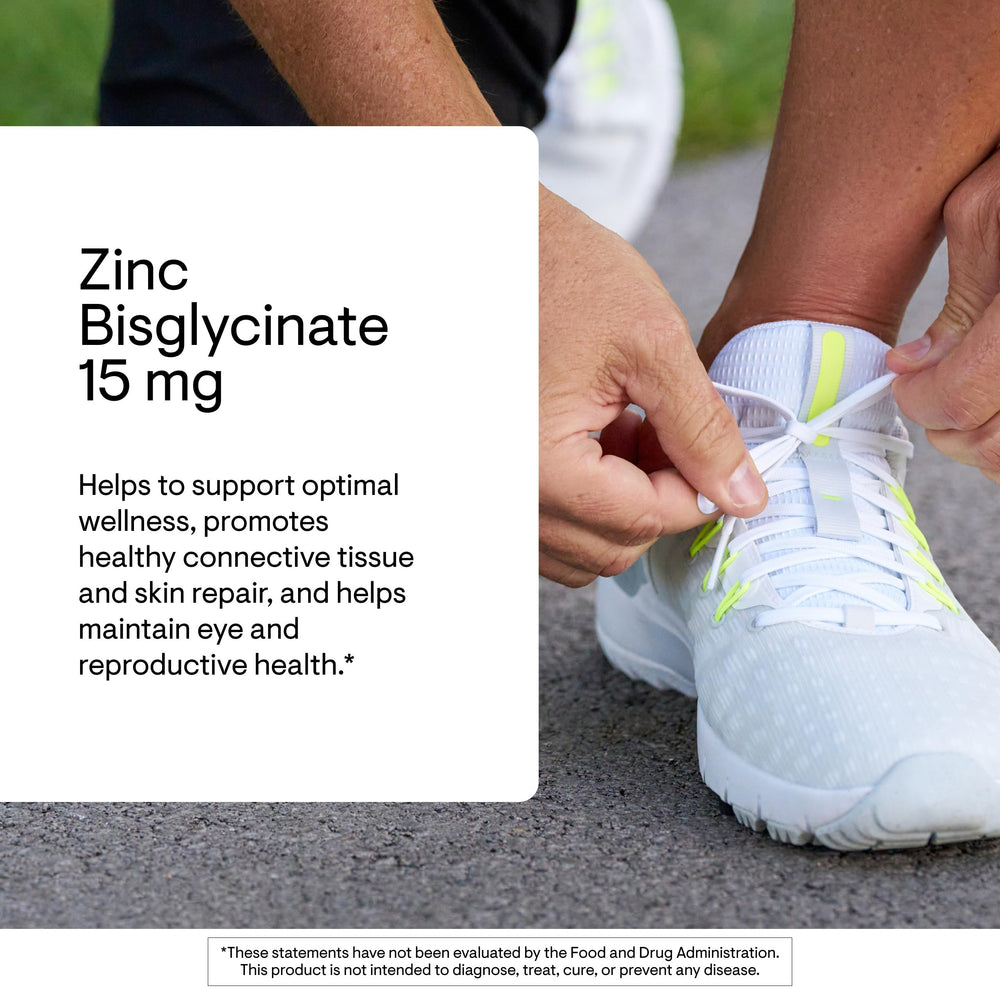 Product label showing chelated zinc and 60 servings