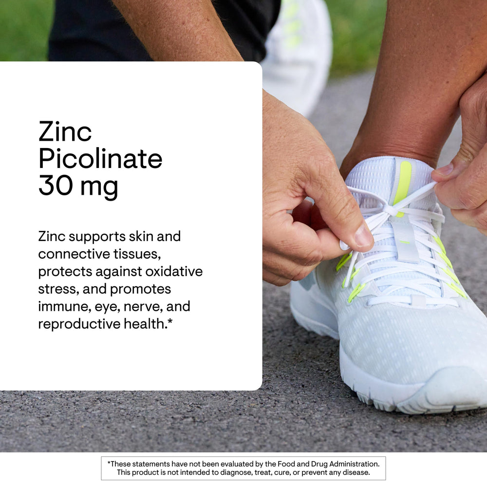 Nutrition facts panel for Thorne Zinc Picolinate 30 mg