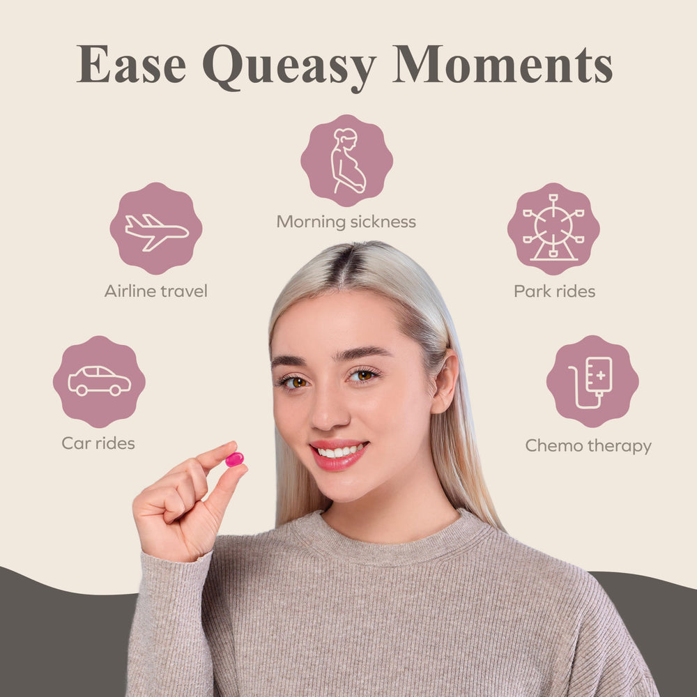 Three Lollies Queasy Drops flavors-sour-raspberry image shows sour raspberry for on-the-go nausea relief.