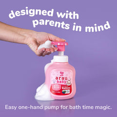 Three-pack box of Arau Baby Foam Body Soap
