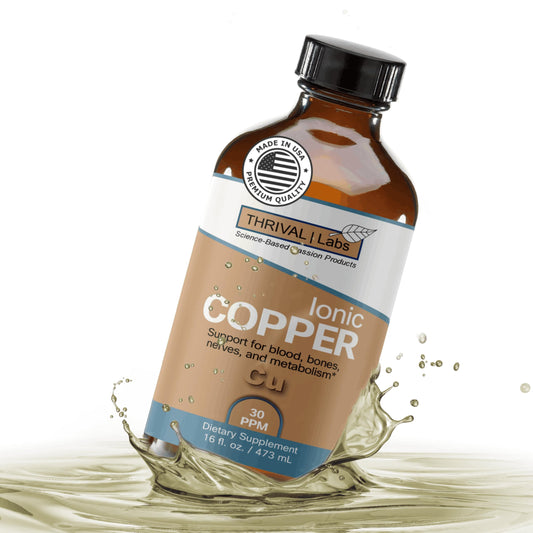 Thrival Labs Ionic Copper Drops in a 16oz glass bottle