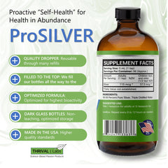 Label detail showing Thrival Labs Ionic Colloidal Silver 20 PPM