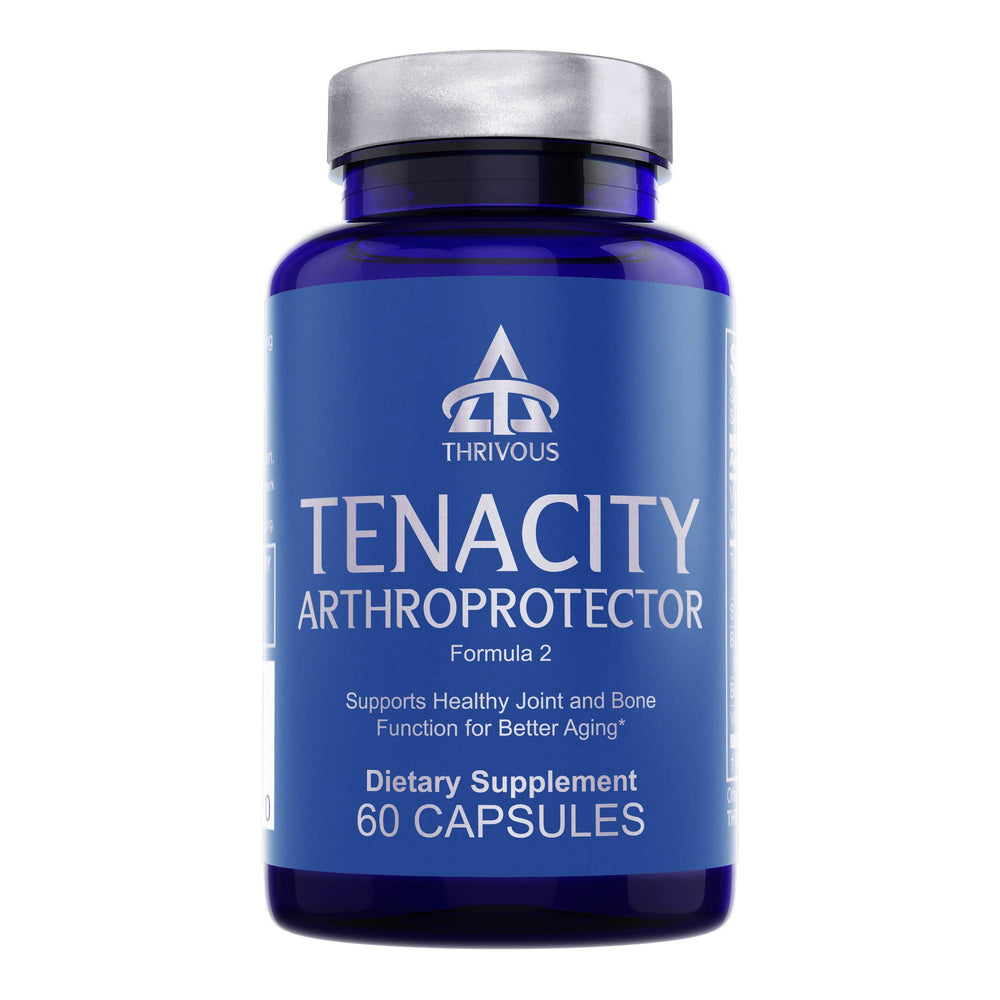 Thrivous Tenacity Arthroprotector bottle with 60 vegan capsules on a white background
