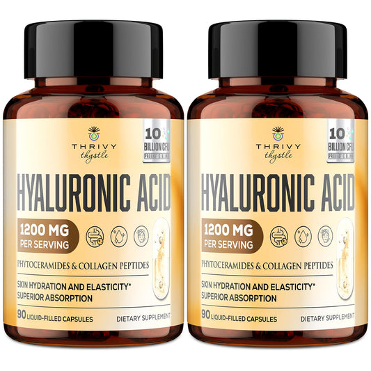 ThrivyThystle 19-in-1 Hyaluronic Acid Capsules bottle label