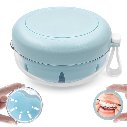 Blue THSTOIC denture case front view